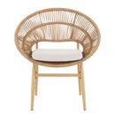 Cyril Outdoor Wicker Papasan Style Dining Chair with Teak Finished Legs - Set of 2