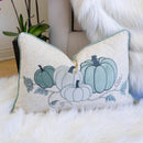 Pastel Harvest Lumbar Pillow – Misty Blue Fall Accent Cushion
