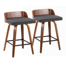 Maya - Mid Century Modern Fixed Height Counter Stool With Swivel And Square Footrest (Set of 2) by HouseOfZazla