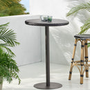 Outdoor Round Rattan Bar Table With Iron Frame - Multi Brown by HouseOfZazla