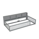 Twin Long Floor Bed With Storage Cabinets And USB Ports - Gray by HouseOfZazla