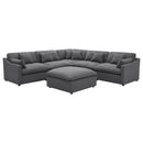 6 Piece Upholstered Modular Sectional Sofa With Reversible Cushions And Ottoman - Charcoal by HouseOfZazla