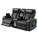 Taddeo - Power Motion Loveseat With Console, Speaker, USB, Wireless Charger & LED - Dark Gray by Unique Piece Furniture