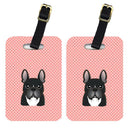 Checkerboard Pink French Bulldog Luggage Tag