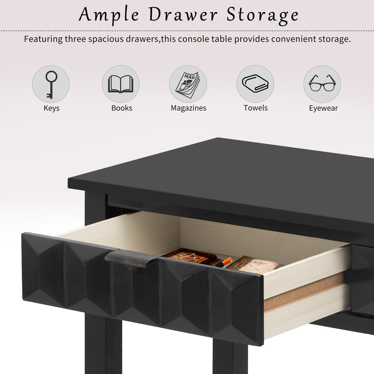 U_Style 58.3'' Fir Veneer Entryway Table, photo 8 of 10