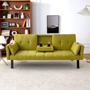 Sofa Bed With Foldable Design And Cup Holder - Green