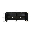 Carved Flower Door Large Storage Cabinet with Metal Handle