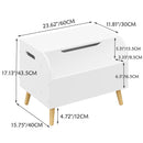Toy Box With Front Bookshelf, Flip Top Lid, Safety Hinge For Kids Room Organization - White