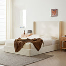 Carmen - King Size Upholstered Wingback Bed - Ivory by HouseOfZazla