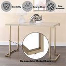 Boice II - Faux Marble Top Sofa Table - White / Champagne by HouseOfZazla