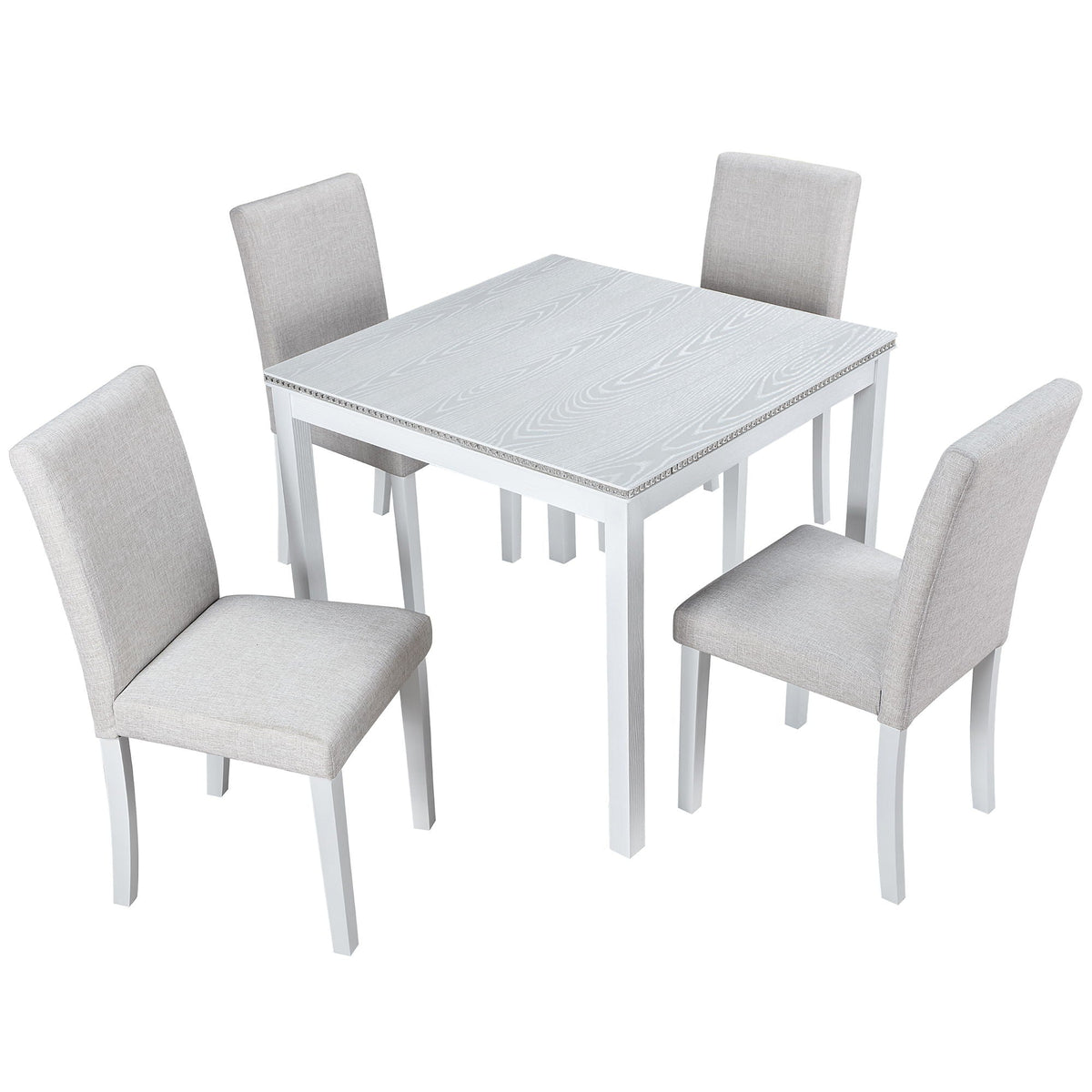 Dining Table Set With Crystal Decoration And Upholstered Chairs, photo 3 of 24