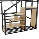 Queen Size Loft Bed & Stairs, Storage Shelves, Wardrobe - Black / Wood by HouseOfZazla