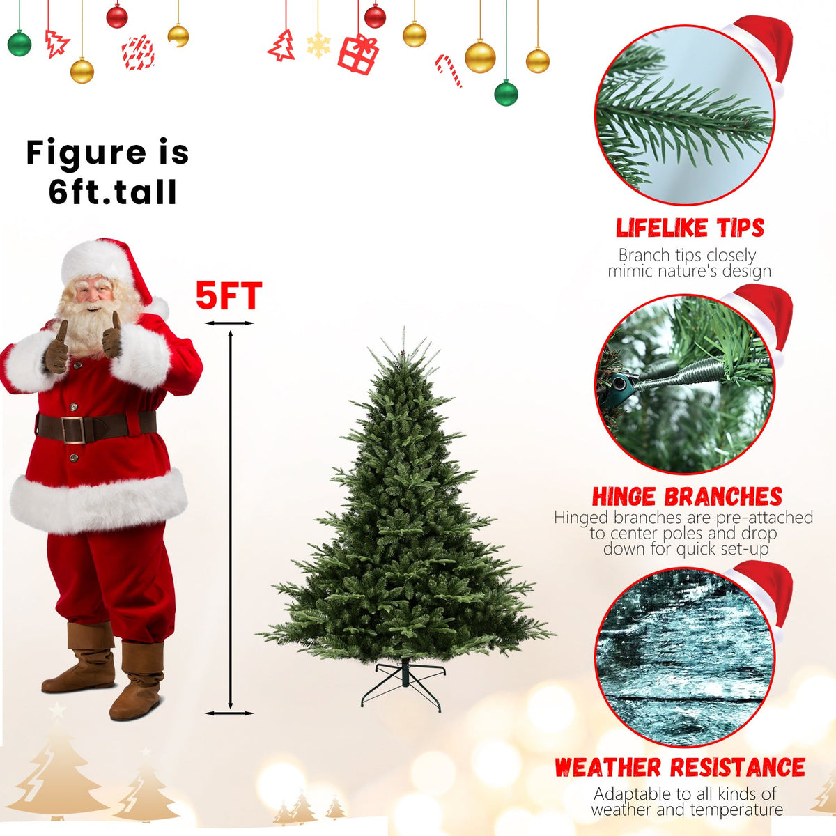 Full-Shaped 5FT Christmas Tree with 1129 Tips, photo 8 of 10