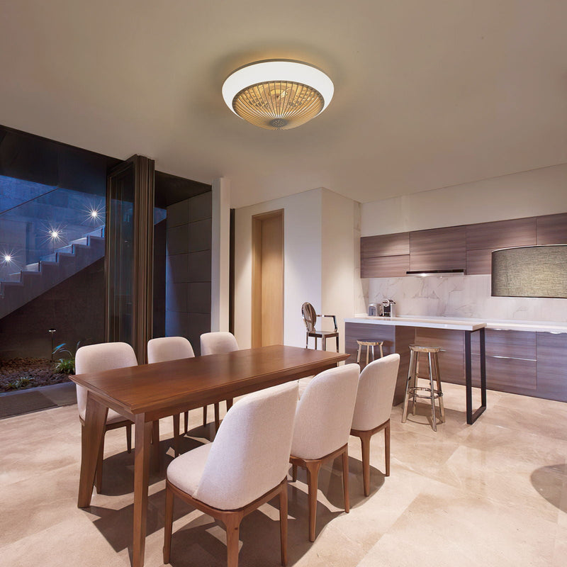 RGB Dimmable LED Enclosed Ceiling Fan With Remote Control, Bladeless Design - White, photo 3 of 7