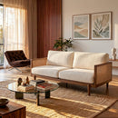 EMIR 72" Square Arm 3-Seater Boucle Sofa with Cane Rattan and Wooden Frame by HouseOfZazla