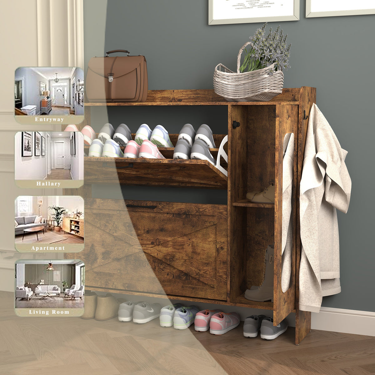 Shoe Storage Cabinet with 2 Flip Drawers, photo 8 of 8