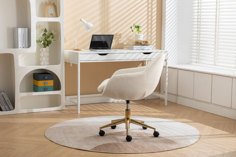 Walker Edison | Mesh Fabric Home Office 360°Swivel Chair with Gold Metal Base