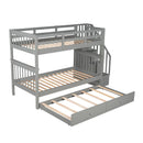 Stairway Bunk Bed With Storage And Guard Rail For Bedroom by HouseOfZazla