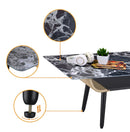 Landon - Coffee Table With Glass Marble Texture Top And Bent Wood Design by HouseOfZazla