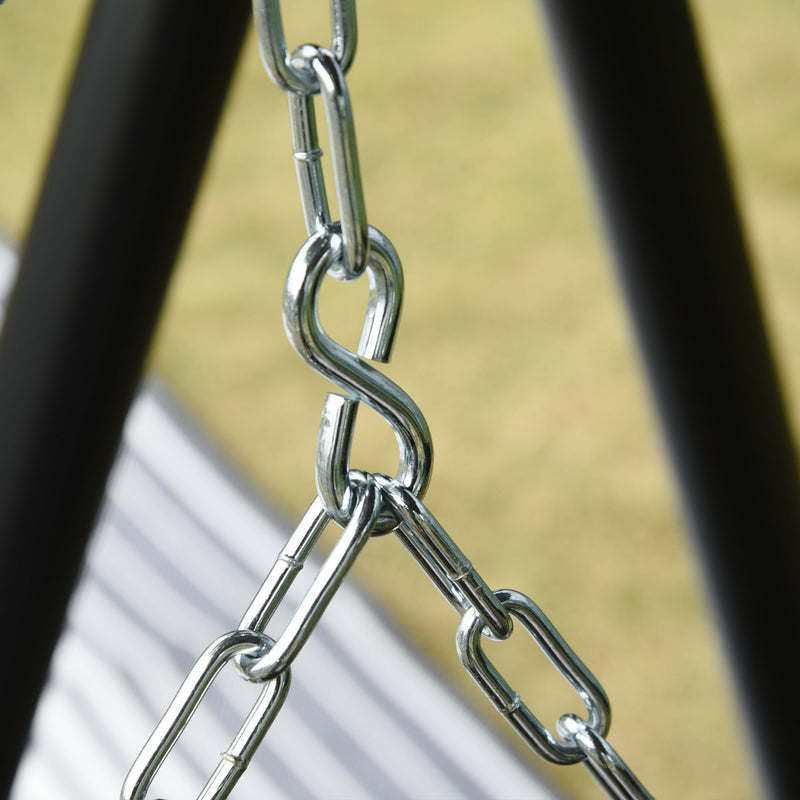 2-Seater Hanging Porch Swing Outdoor Patio Swing Chair Seat with Slatted Build and Chains, 440lbs Weight Capacity, Black