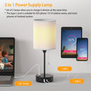 2Pcs Beside Lamps for Bedroom 3 Color Modes Nightstand Lamp USB C+A AC Output Ports Pull Chain E26 Bulb Light