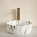 14'' Bathroom Sink, Round Vessel Ceramic Sink with Stone Pattern
