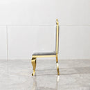 Gorgeous Streamlined High Back Fabric Stainless Steel Dining Chair (Set of 2) - Gold / Gray by HouseOfZazla