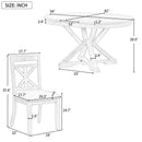 5-Piece Retro Functional Dining Table Set Extendable Round Table and 4 Upholstered Chairs for Dining Room and Living Room (Grey)