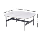 Modern Rectangular Rock Plate Coffee Table Open Space Design Golden Metal Frame Minimalist Living Room Center Table For Lounge Office - Black White by Unique Piece Furniture