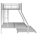 Bunk Bed With Steel Frame And Trundle, 2 Side Ladders