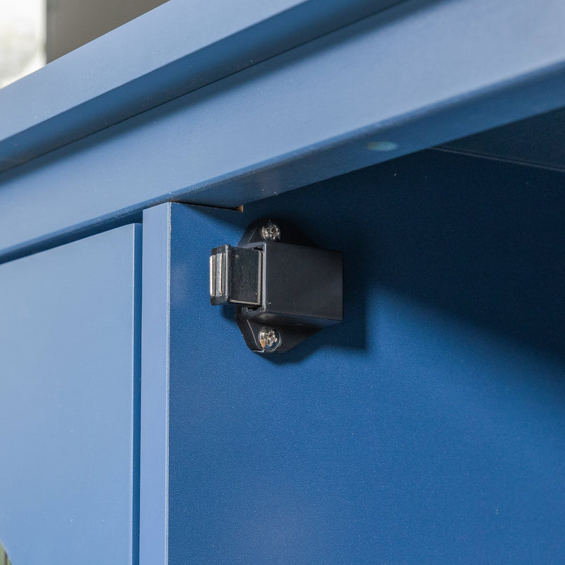 71-inchstylishTVcabinet Entertainment CenterTV stand,TVConsoleTable, Media Console,solidwood frame,Changhong glass door,Metal handle,antique blue,canbeplacedin the children's room,bedroom Living Room