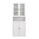 Kitchen Pantry Cabinet Tall Storage With Adjustable Shelves, Heavy Duty Stainless Steel Frame - White by HouseOfZazla