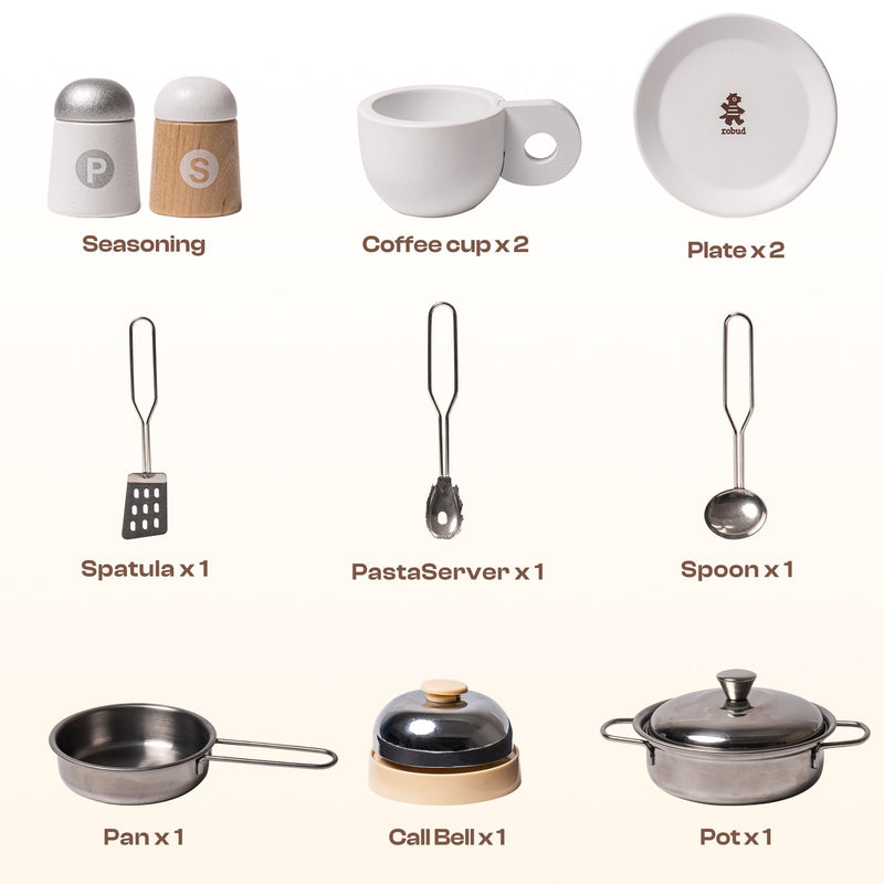 2-IN-1 DIY Wooden Kitchen Playset for Birthday Party and Christmas, Great Gift for Kids 3+