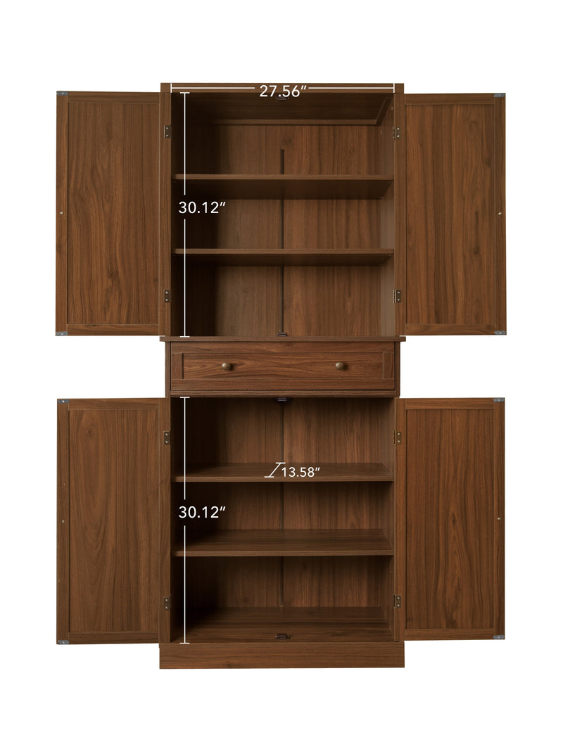 4 Door Cabinet with 1 Drawer, with 4 Adjustable Inner Shelves, Storage Cabinet