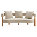 Luxe 76.5 in. Curved 3-Seater Modern Upholstered Boucle Sofa, Sesame by HouseOfZazla