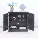 Sideboard Cabinet With Mirrored Doors, Adjustable Shelf, Metal Handles by HouseOfZazla