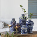 Valora Blue and White Cylinder Jar by HouseOfZazla