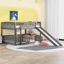 Low Bunk Bed With Slide, Fence And Ladder by Unique Piece Furniture