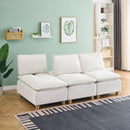 88-inch simple, modern and ultra-comfortable straight-row three-seater off-white flannel sofa is suitable for living rooms, bedrooms and balconies.