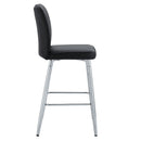 Modern Bar Chair Set Streamlined Backrest Metal Legs 2 Pieces - Black / Silver by HouseOfZazla