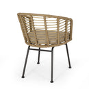 Randy Modern Wicker Chair with Water Resistant Cushions - Brown / Beige by HouseOfZazla
