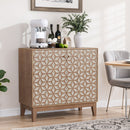Geometric Design Sideboard With 2 Doors And Adjustable Shelves - Tangerine / Walnut by HouseOfZazla