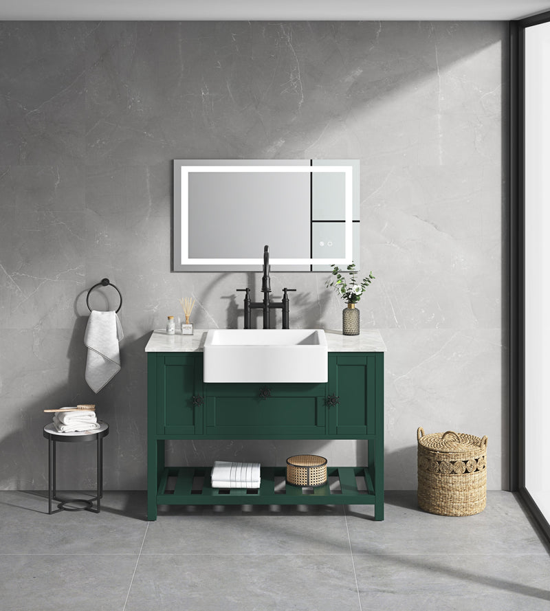 40x24 LED Lighted Bathroom Wall Mounted Mirror with High Lumen+Anti-Fog Separately Control+Dimmer Function