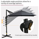 8FT Cantilever Patio Umbrella, Square Outdoor Offset Umbrella with 360 Rotation, Aluminum Hanging Umbrella with 3-Position Tilt, Crank & Cross Base for Garden, Dark Gray