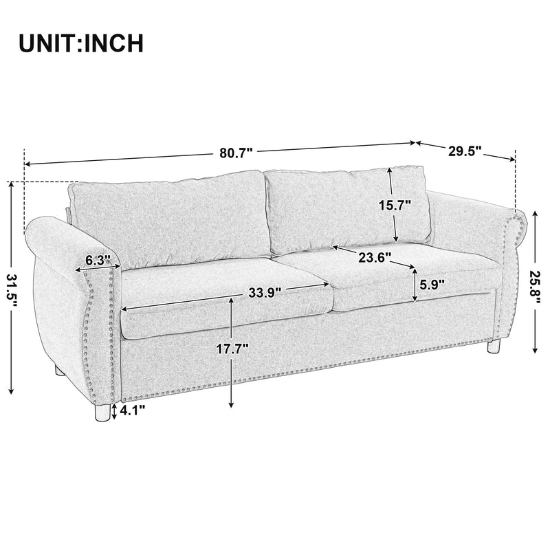80.7" 2-in-1 Sofa Bed Sleeper with Large Mattress(63"x70.9x3.3 inch), for Living Room Spaces Bedroom