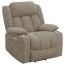 Beca - Upholstered Power Lift Recliner With Cupholders And USB Charging by HouseOfZazla