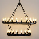 47.24 Inch Matte Black Wagon Wheel Chandelier with 36 Lights