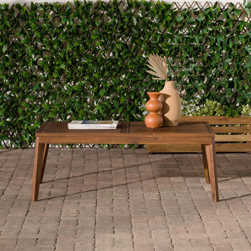 Zander Mid-Century Modern Acacia Outdoor Slatted Coffee Table
