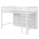 Loft Bed With 8 Open Storage Shelves And Built In Ladder