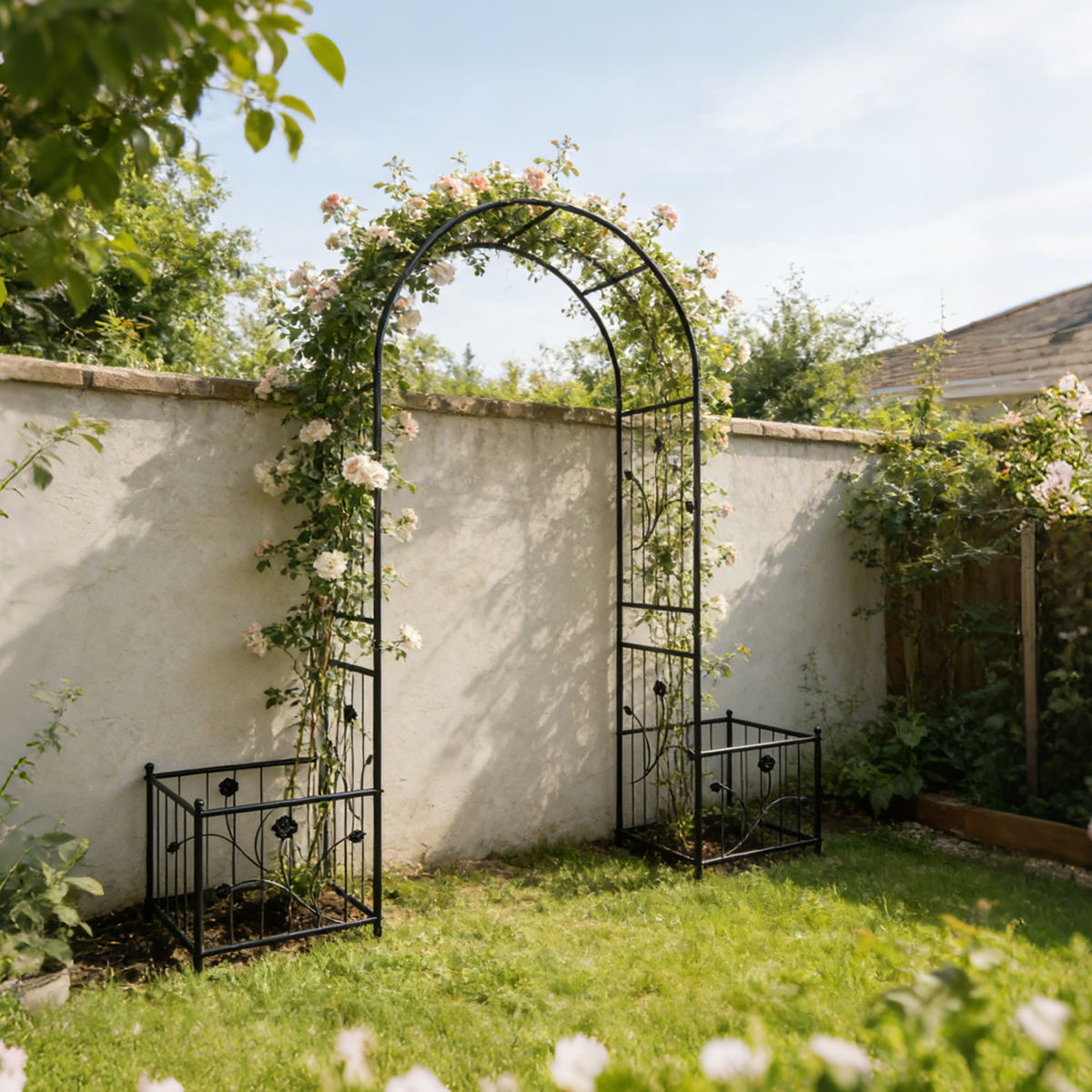 Metal Garden Arch with Two Plant Stands, photo 8 of 10